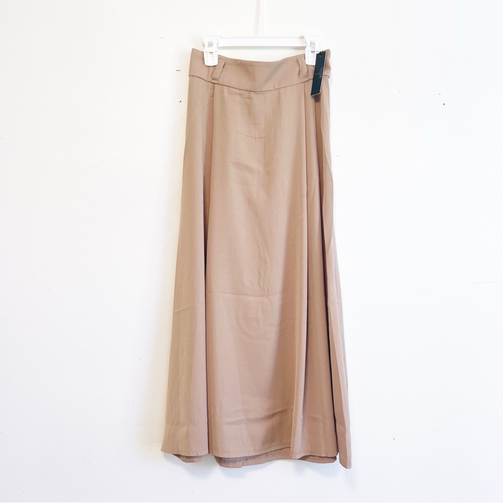 🤍TAHARI Tan A-Line Maxi Skirt with Slit for Casual Wear